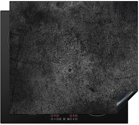 KitchenYeah© Protezione Piano Induzione 59x51 cm Cucina Copri Fornelli Proteggi di Cottura Antiscivolo Tappetino Calcestruzzo - Texture - Retrò - Nero - Grigio - Rustico
