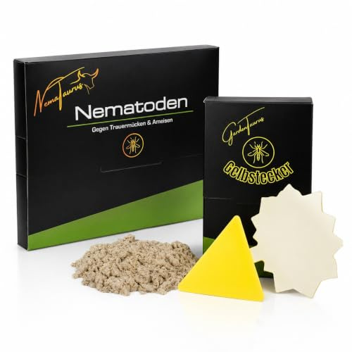 SF- Nematoden + Gelbstecker gegen Trauermücken, Thrips, Weiße Fliege mit Fadenwürmern (12 Mio + 10 Gelbstecker)