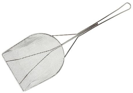 Strainer Skimmer, Stainless Steel Fryer Skimmer Ladle with Long Handle Fine Mesh Strainer Skimmer for Kitchen Deep Fryer, Skimming Grease and Foam(Large)