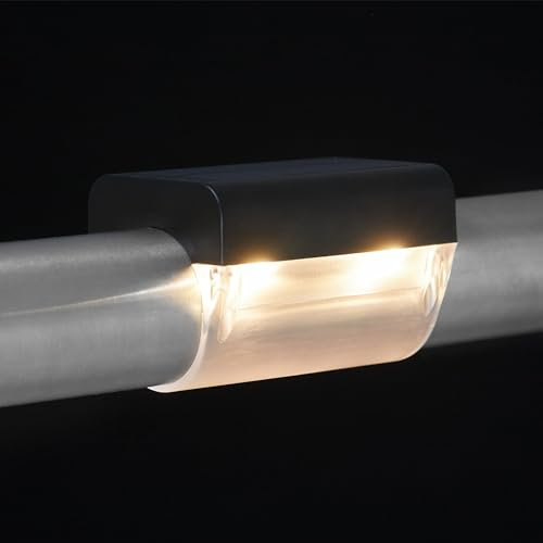 Solar-Rail Solarleuchten für Balkon Geländer mit Bewegungssensor, Außenbeleuchtung für Terrasse, Balkongeländer, Handlauf, Geländerbeleuchtung Ø42,40 (Warmweiss, 5)