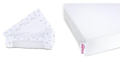 babybay Nestchen Mesh-Piqué/Bettumrandung für Beistellbett & Jersey Spannbetttuch Deluxe Doppelpack