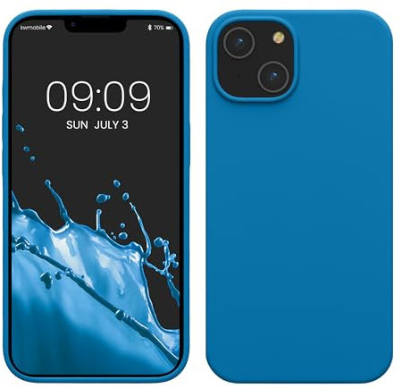 kwmobile Case for iPhone 14 Case - Slim Soft TPU Silicone Cover - Works with Wireless Charging - Caribbean Blue