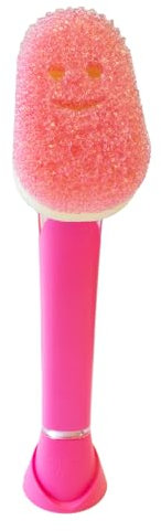 Scrub Daddy Spazzola per lavare piatti con manico, spazzole per piatti con erogazione di sapone, spugne per lavare con dispenser di liquidi, scrubber per piatti con raschietto e spugna rimovibile per