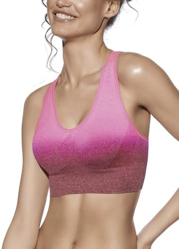 Selente fit for Fun modischer Sport-BH mit mittlerem Halt ohne Bügel, gepolstert Pink, Gr. L