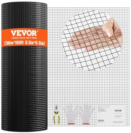 VEVOR Rouleau de grillage galvanisé 0,9x30 m grillage à poules 12,7x12,7mm Carré Galvanisé maille métallique à revêtement 1,06mm vinyle pour barrières de poulaillers enclos de volailles