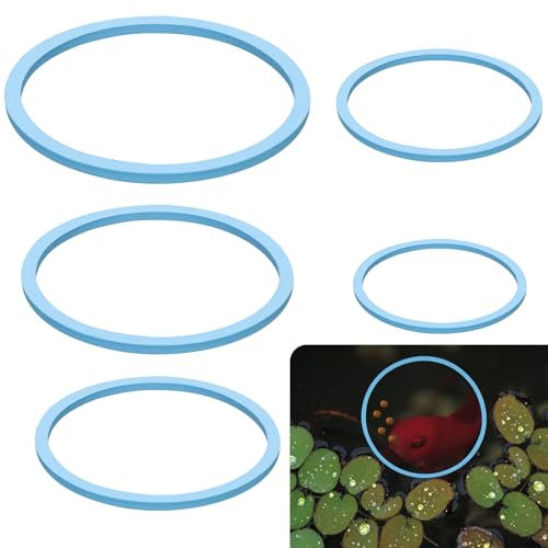 PEUTIER 5pcs Aquarium Floating Plant Rings, Foam Round Fish Feeding Rings 5 Size Floating Plant Corral Fish Tank Food Ring Keep Floating Plants in Place (Blue)