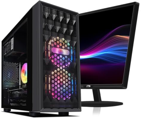 STGsivir Gaming PC Bundle, Gaming Computer Desktop, Intel Core i5-9400F up to 4.1GHz, AMD RX 580 8GB, 16GB RAM, 512GB SSD, 600M WiFi, BT 5.0, Windows 11, 22 Monitor