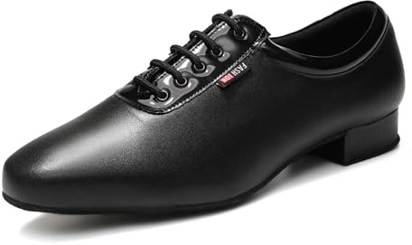 YCALCP Zapatos de Baile Latino Hombre Negro Moderno de Tacón Bajo 2.5cm | Practicar Danza Zapatos de Práctic de Salón con Cordones Tango Salsa, Suela de Ante