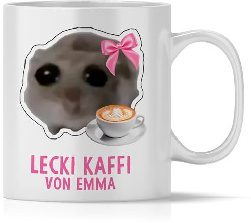 mindmonkeys® Sad Hamster Meme Lustige Tassen Hamsti Lustige Sprüche Tasse | Lecki Kaffi Wunschtext Schleifi | Keramik 300 ml