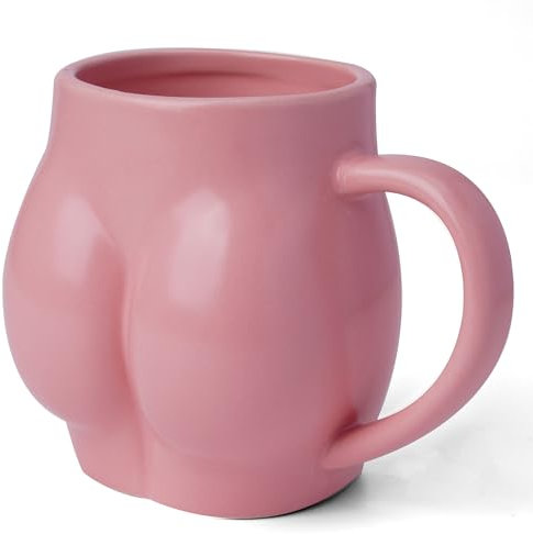 Große 550ml Keramik-Kaffeetasse, Funny Coffee Cup Butt Shape, Kaffeetasse Teetasse Mit Griff,Geburtstagsgeschenk für Freunde, Jungen, Frauen, Männer (Rosa)