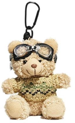 SHOOYIO Joli porte-clés ours pilote mignon pendentif pour sac et clé en peluche porte-clés téléphone breloque personnalisée animal décoration