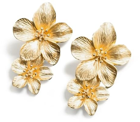 HUTRADE Elegante Große Blume Ohrringe, Gold Doppelschichtige Blume Baumeln Ohrringe, Hochwertiger Schmuck Gold, Bezaubernde Goldene Ohrringe Für Mädchen und Frauen
