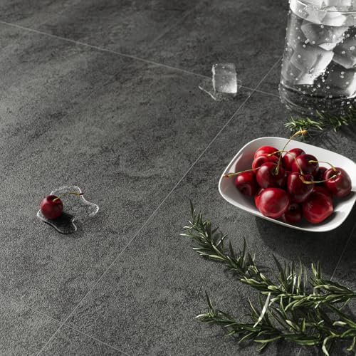 PVC Bodenbelag Selbstklebend Fliesen Grau Marmor 30x30 cm, Fliesenoptik Vinylboden Bodenfliesen für Eingangstür,30 x 15cm 60 Fliesen