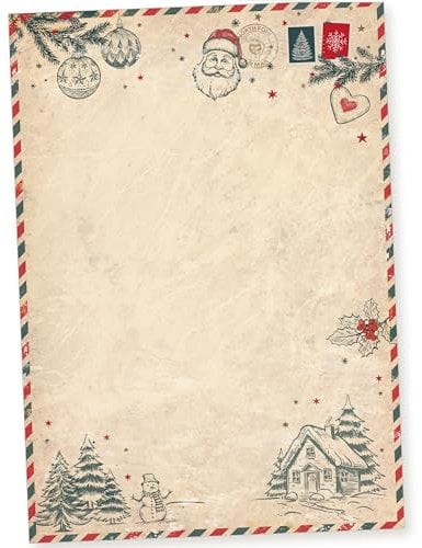 North Pole Air Mail 50 Blatt Briefpapier Weihnachten A4, Weihnachtsbriefpapier