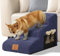 Eukue Hundetreppe für Kleine Hunde und Katzen, 3 Stufen Hundetreppen für Bett und Sofa, Hunderampe aus Hochdichtem Schaumstoff, Tragbare Haustiertreppe mit Bezug,Blau