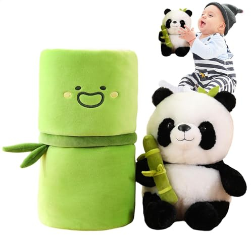 Lunaobrik Bambus Panda Plüsch, Panda Bambus gefülltes Tier | Plüschpuppe Anime Kid Toy | Bequemes gefülltes Tierkissen, Kinder Begleiter für die Schlafengehen, Geburtstag