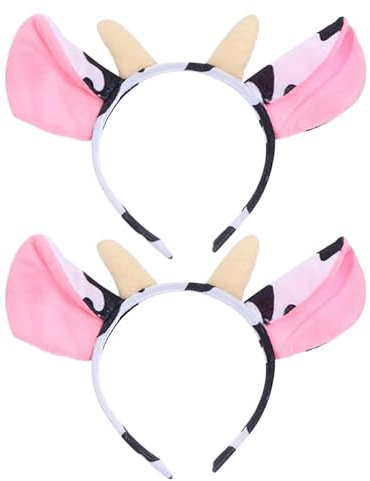 Besportble 2 StüCk Kuh Ohren Haarreif PlüSch Tier Stirnband Flexibel FüR Kinder Und Erwachsene KostüM Accessoires FüR Party Halloween Make-up