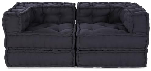 vidaXL Modulare Sofagarnitur 2 STK. Stoff Anthrazit 140 x 70 x 56 cm | Lässt sich leicht umstellen, um überall zu passen, Schaum für super Sitzkomfort, Robuster Baumwollstoff