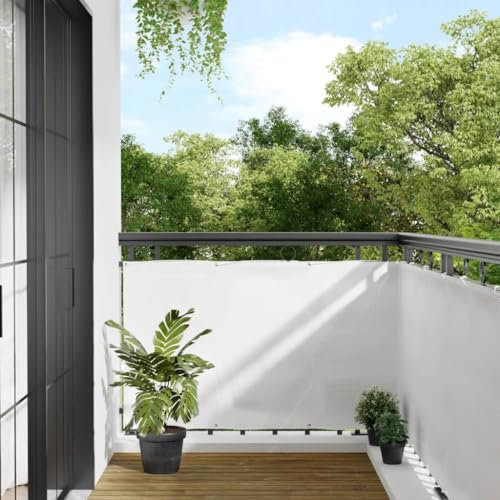 Brokky Balkon-Sichtschutz Weiß 90x700 cm Balkonbespannung Sichtschutz FüR Den Garten Sichtschutz Zaun 100% Polyester-Oxford