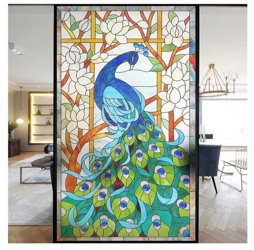 Vinilo Ventana Privacidad Película de vidrio esmerilado de colores, pegatinas de ventana con patrón geométrico de arte moderno, autoadhesiva opaca, decoración del hogar, privacidad(Blue,50x120cm)