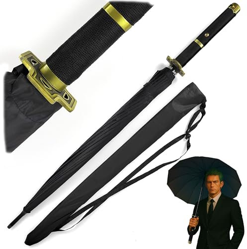Swords and more One Piece Regenschirm, 16K Premium Version, Groß Katana Samurai Schwert Regenschirm Sturmfest mit langem Griff (Yubashiri)