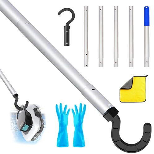 Yeliuxi Haken für Poolroboter,Pool Reinigungszubehör Haken,Haken für Pool Saugroboter,Generisch Haken für Poolreiniger Roboter Zubehör,Poolhaken für Stangen,mit 5 Abnehmbare Aluminiumstange
