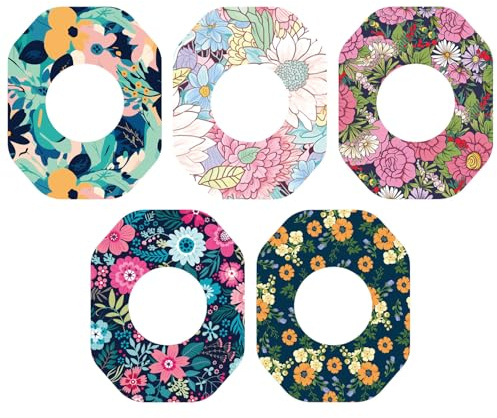 Tinoaly 25st Sensor Aufkleber für Libre 2, Frühlingsblumen Sensor Pflaster Wasserdicht Schweißfest Blutzuckermessgerät Pflaster Lange Haltbarkeit für CGM Sensoren Selbstklebendes Patch Zubehör