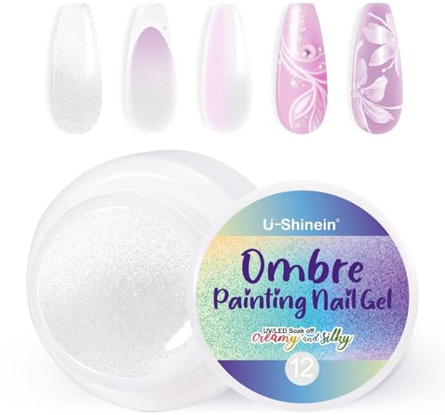 U-Shinein Pearl White Ombre Gel Nail Polish, Colorful Painting Nail Gel | Spring Summer Colorful Painting Nail Gel for Ombre Nails Aura Nails, French Manicure Diy Nail Art #12 Pearl White