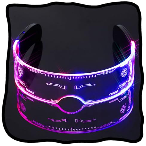 Woeoe Light Up Glasses Visor Luminous Futuristic Cosplay Costumes Rave Neon Accessories Glasses for Men