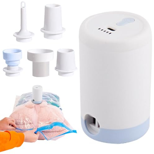 yakermur Bomba portátil para bolsas de vacío inflables | Inflador portátil inalámbrico y aspirador de aire para ropa, edredones, botes inflables, baloncesto, bicicletas, kayaks,