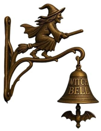 Vintage Hexe Türklingel, Gusseisen, Halloween-Türhänger mit Halloween-Hexe auf Besen, Outdoor-Dekoration für Veranda, Garten, Haustür, Hexendekoration und alltägliche Dekoration
