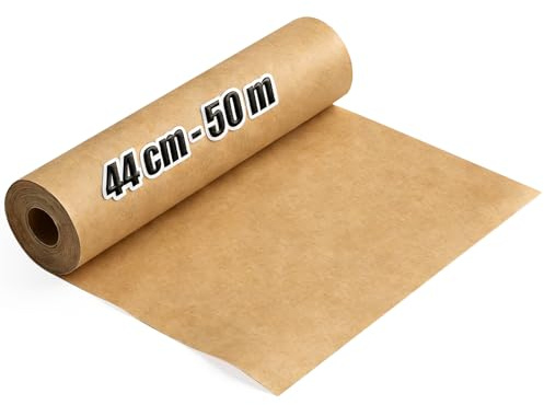 44 cm x 50 m Braun Kraftpapier, Reißfestes, Geschenkpapier, Kraftpapierrolle Ideal, Perfekt für DIY, Verpackungen, Dekorationen, Lebensmittelpapier