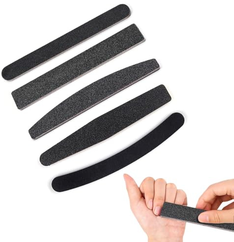 5 Piezas Lima Uñas, Manicura, Limas de uñas profesionales,Limas 100/180 de Doble Cara Lavables,para Manicura y Pedicura,Naturales y Gel Acrílico, para Uso Doméstico y Salón, Negro