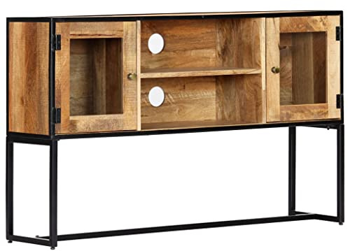 Youuihom TV Schrank Altholz Massiv 120x30x75 cm Sideboard Wohnzimmer mit 2 Türen und offenen Fächern für Multimedia Geräte und Bücher