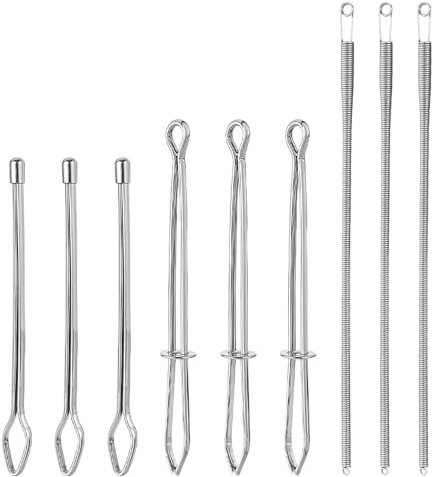 TRKETK 9 Pièces Enfile-Aiguilles Cordon Flexible Pince à Épiler en Métal Outil Pratiques Couture Enfile-Bande Élastique pour Ruban DIY Accessoires de Tricot Usage Domestique Aiguille Auxiliaire