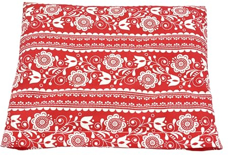 NATURMOOR Weizenkissen 25×23 cm – Medizinprodukt CE Wärmekissen Klasse I aus Baumwolle, natürliche Weizenfüllung, Wärme- & Kälteanwendung - Rot-Weißes Folkloremuster