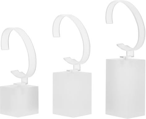 DOITOOL 3 Stück Uhrenständer aus Weißem Acryl in 3 Größen Eleganter Uhrenpräsentationsständer mit Kratzschutz und Sicherem Halt für Armbanduhren und Schmuck