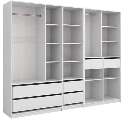 Vicco Kleiderschrank Elmo, Weiß 250 x 200 cm | 3er Set, für flexible Aufbewahrung verschiedenster Kleidungsstücke