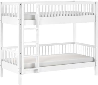 möbelando VIPACK Forrest Etagenbett aus massiver Buche – 90x200 cm, weiß, umbaubar zu 2 Einzelbetten, inkl. Rolllattenrost & Absturzschutz – FSC®-Zertifiziert, für Kinder ab 6 Jahren