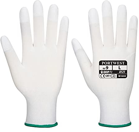 Portwest A121WHRXXS PU-Fingerspitzen-Handschuh, Farbe: Weiß, Größe: XXS