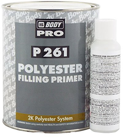 HB Body 1 Litre Polyester Filling Primer & 50ml Polyester Hardener 1 Litre Kit - 100:5 Mixing Ratio - Easily Applied With Spray Gun - For Filling Rough Surfaces