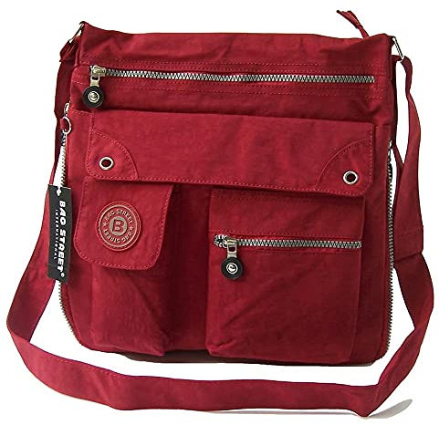 Bag Street Umhängetasche Bodybag Nylon, Rot, 29x11x33cm