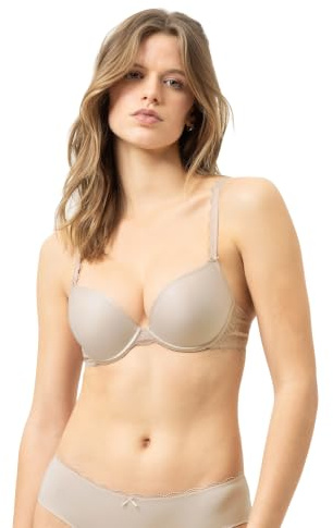 Mey Damen Push-up BH mit Spitze Serie Amorous | Gepolsteter Bügel-BH, Steg mit Zieranhänger, überzogene grafische Spitze, Verstellbare Zierträger, dreifacher Verschluss