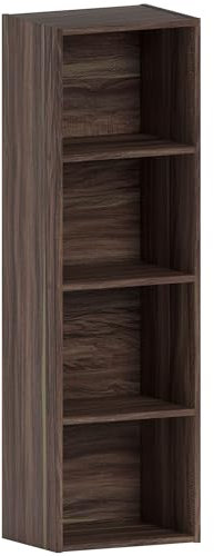 Vida Designs Oxford 4 Tier Cube Bookcase, Walnut Wooden Shelving Display Storage Unit Office Living Room Furniture