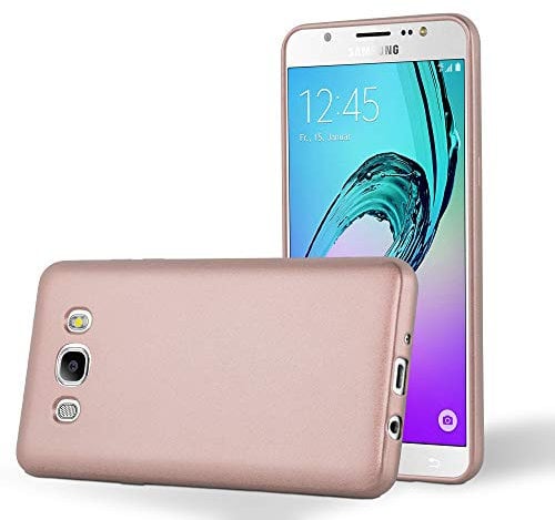 Cadorabo Funda para Samsung Galaxy J7 2016 en Metallic Oro Rosa - Cubierta Proteccíon de Silicona TPU Delgada e Flexible con Antichoque - Gel Case Cover Carcasa Ligera