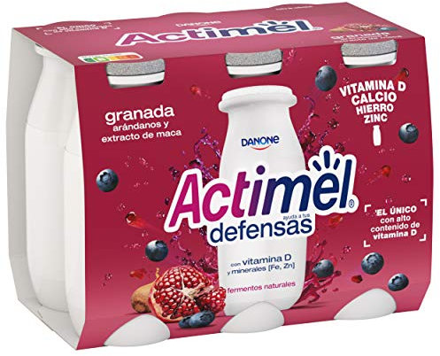 Actimel Yogur bebible granada, arandanos y extracto de maca- con probioticos, fermentos y vitaminas - Pack 6x100g