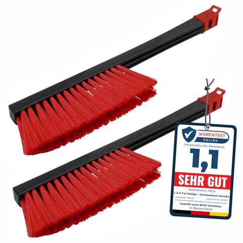 L & P Car Design L&P A059 Lot de 2 Balai Neige Voiture Balayette Neige Voiture Brosse Neige Voiture Murska de Finlande Balais à Neige pour Auto (Lot de 2 - Noir Rouge)