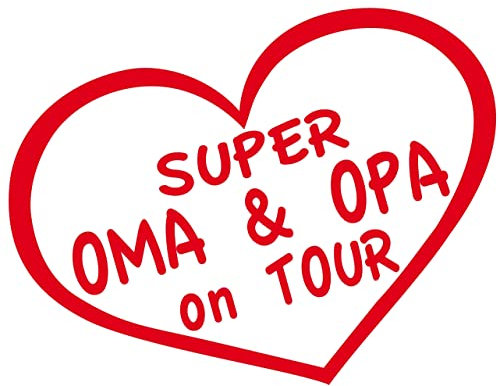 cartattoo4you® AH-00187 | SUPER OMA u Opa on Tour | HS-Serie | Autoaufkleber Aufkleber Car Sticker Heckscheibe Spruch Tuning Wohnmobil | Farbe hellrot | in 24 Farben erhältlich,glänzend 28 x 20 cm