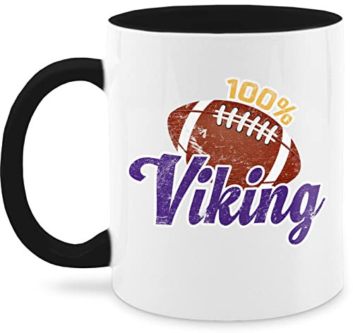 Tasse Tassen 325ml - Deko Hobby Geschenk - 100% Viking - 325 ml - Schwarz - vikings kaffeetasse football teetasse american kaffeetassen minnesota wärmende groß
