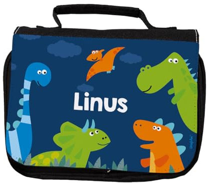 Striefchen® Kulturtasche für Jungen personalisiert mit Wunschname Dinos
